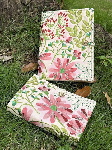 A5 Handcrafted Journal with Embroidered Floral Fabric Cover,Personalized Life Journal,Aesthetic Notebook for Writing & Planning