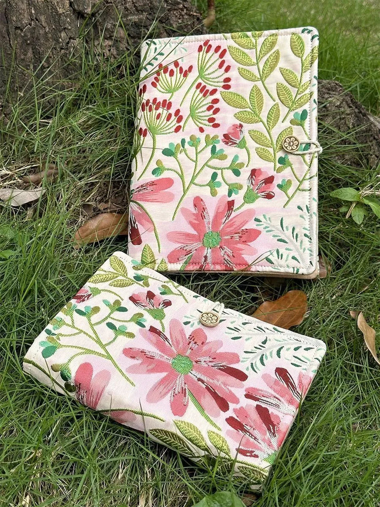 A5 Handcrafted Journal with Embroidered Floral Fabric Cover,Personalized Life Journal,Aesthetic Notebook for Writing & Planning