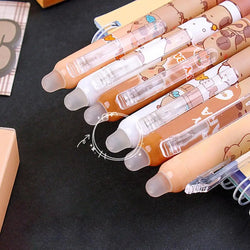 6Pcs Cute Cartoon Capybara Retractable Erasable Pens Cute Capybara Pens Nibs Blue Ink Writing Supplies Aesthetic Stationery