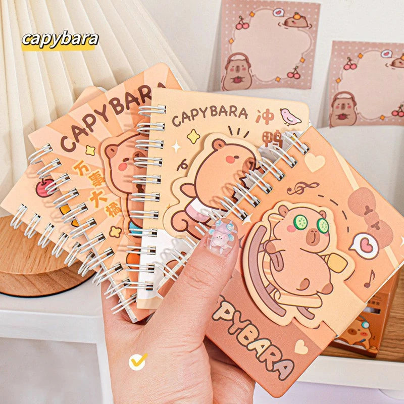A7 Cartoon Capybara Coil Notebook Kawaii Learning Coil Book Cute Study Pocket Notepad Small Notebook School Stationery 
﻿ 
﻿