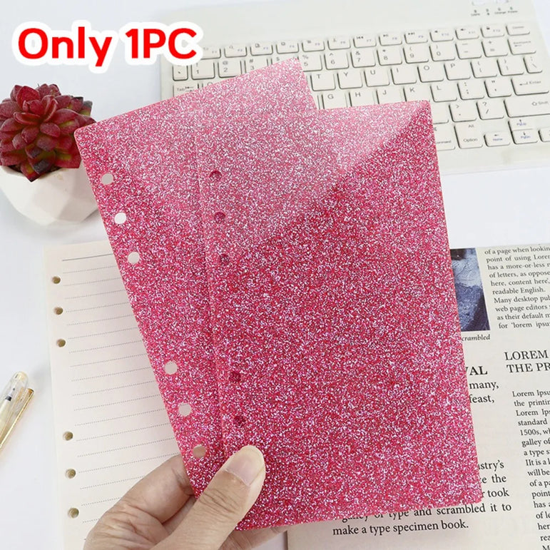 A6 Acrylic Loose-leaf Notebook Cover Glitter Transparent Binder Notebook Shell DIY Scrapbook Cover Office Stationery Supplies
