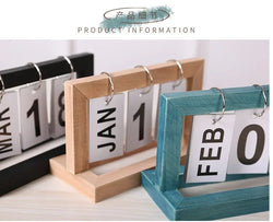 INS Nordic Style Wooden Perpetual Calendar Flip Month Date Display Desktop Schedule Daily Planner Office Home Decor Photo Props