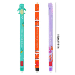 3PCS Erasable Gel Pen 0.7mm Tip Painting Writing Drawing Neutral Pen Fashionable Cute School Black Writing Pens Students Gift