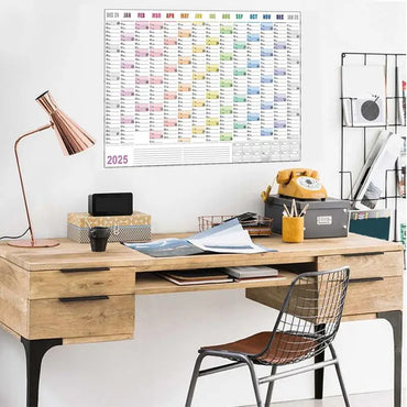 Full Year Wall Calendar 2025 365 Day Poster Calendar Wall Hanging Yearly Planner Thick Paper Calendar With Colored Stickers