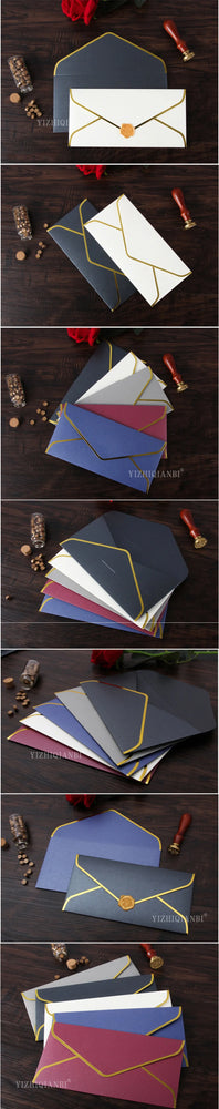 10pcs/set Gold Stamping Envelopes Creative Retro European Business Envelope Letter Paper Envelope Wedding Invitation Gift