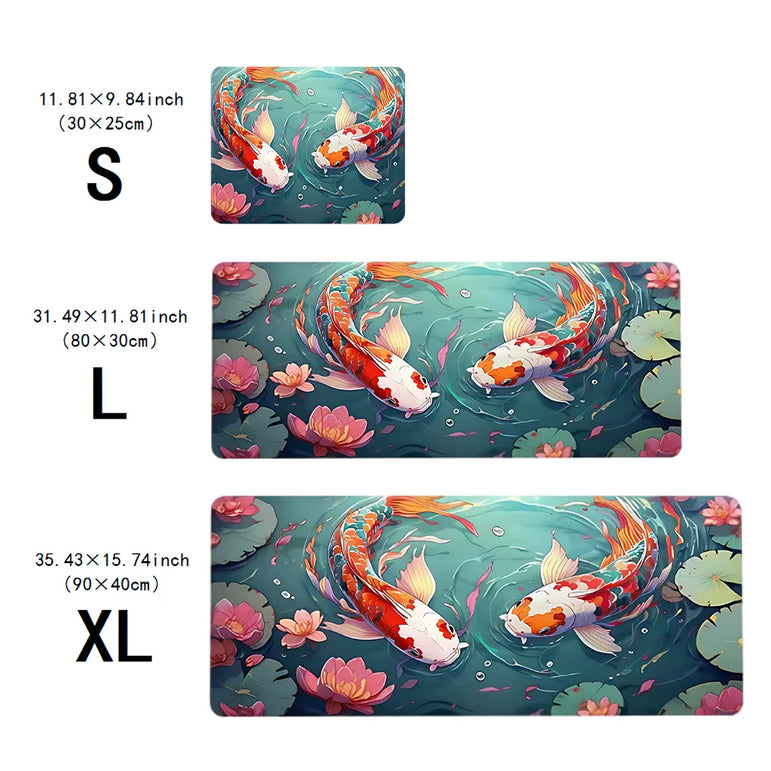 Carp pattern large mouse pad high-definition printing desk pad anti slip rubber base game accessories - e-sports office home
