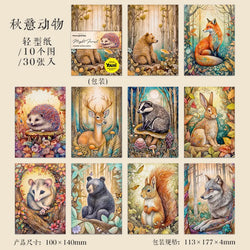 30pcs/lot Memo Pads Material Paper Night Forest Junk Journal Scrapbooking Cards Retro Background Decoration Paper