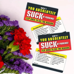 50Pcs Bad Parking Cards You Absolutely Suck At Parking Cards, Bad Parking Cards Parking Violation Tickets Funny Hilarious Prank
