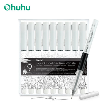 Ohuhu Micro Pen Liquid Fineliner Drawing Pens 9 Pack Line Pens Art Colored Pens Fine Point Markers Waterproof Writing Sketching