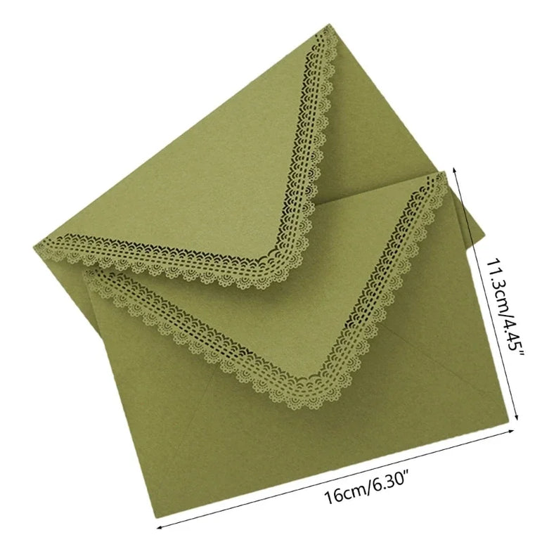 10x Lace Paper Envelopes Gift Small Invitation Envelopes for Thanksgiving Greeting Cards Party Invitations
