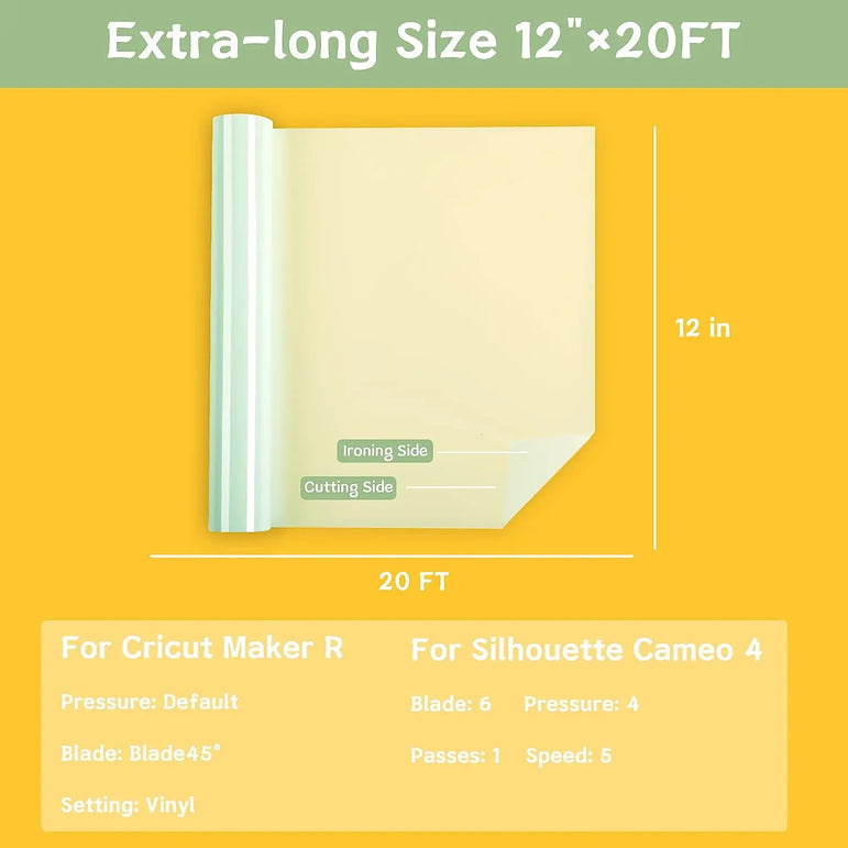 HTVRONT 12"X20ft Matte Sublimation HTV Vinyl for Light-Colored Shirts Clear Heat Transfer Vinyl for Sublimation Cotton Fabric