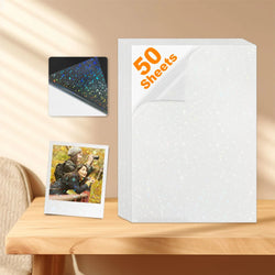 50 Sheets Glitter Cold Lminated Film Overlay Photo Paper Card DIY A4 Size Cold Laminating Sheet Waterproof Transparent Paper