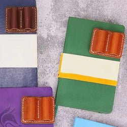 Pencil Holder For Notebook Pen Pencil Holder Double Pen Clip Vintage PU Traveling Notebook Pen Holder Anti Lost Pen Organizer