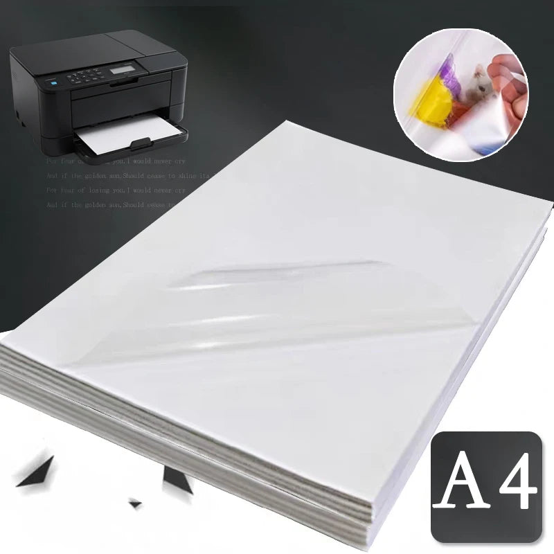 A4 10/50PCS 5MIC 100% Transparent Self-adhesive Paper  Vinyl Sticker Paper For Laser Printing Waterproof Scratchproof  Tear-off.