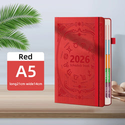 2026 Annual Plan Notebook A5 Texture PU Portable Calendar 400 Page Calendar Notebook Creative Daily Plan Calendar Reminder