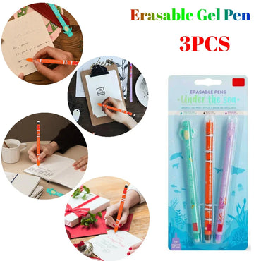 3PCS Erasable Gel Pen 0.7mm Tip Painting Writing Drawing Neutral Pen Fashionable Cute School Black Writing Pens Students Gift
