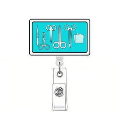 Newest Glitter Acrylic Medical Appliances Hospital Badge Reel Retractable ID Badge Holder With Ordinary Clip Name Holder