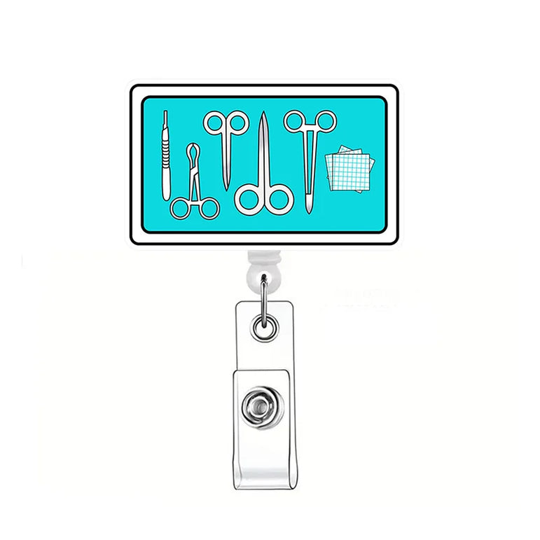 Newest Glitter Acrylic Medical Appliances Hospital Badge Reel Retractable ID Badge Holder With Ordinary Clip Name Holder