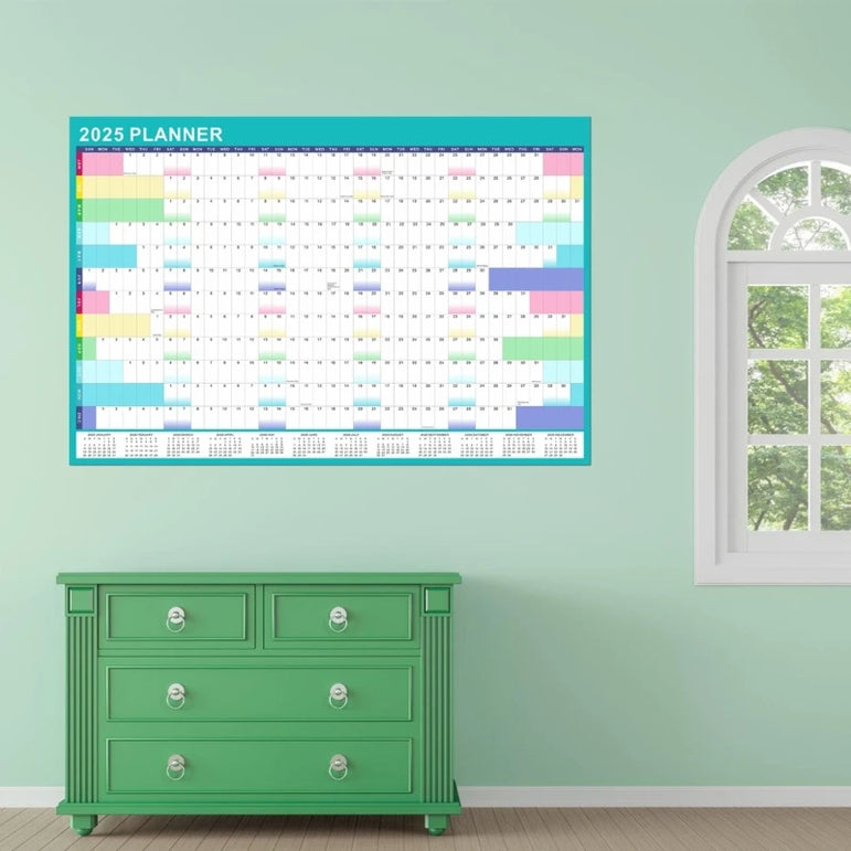 2025 Wall Calendar Yearly Planner with Marker and Adhesive Stickers for Home