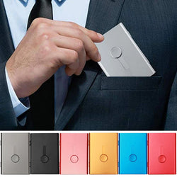 Business Card Holder Hand Push Card Case Bank Card Membership Cards Package Metal Ultra Thin Business Card Box Organizer