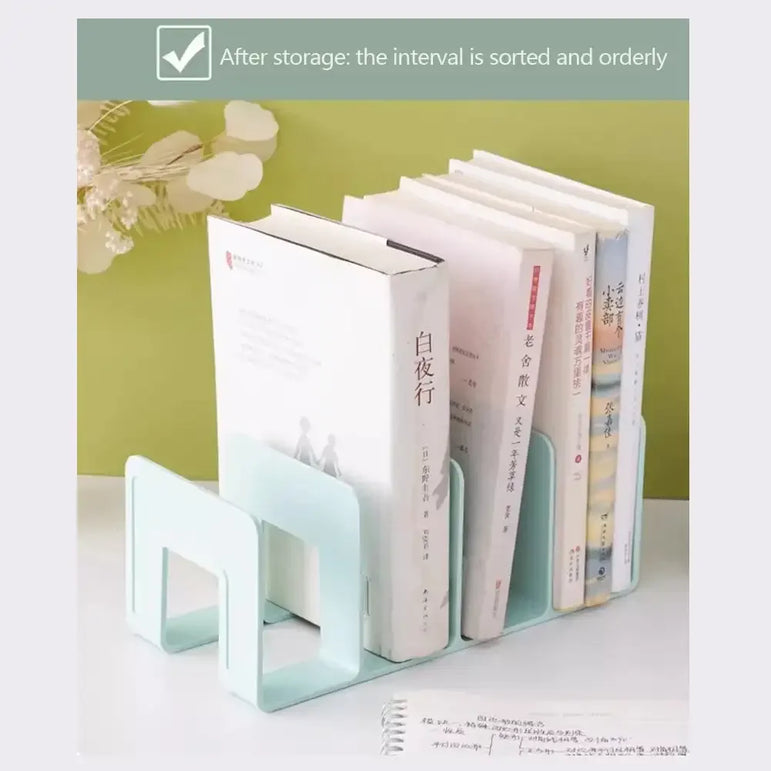 4 Grid Bookends Stand Bookshelf Desktop Decor Storage Rack Bookend Book Holder School Stationery Office Desktop File Organizer