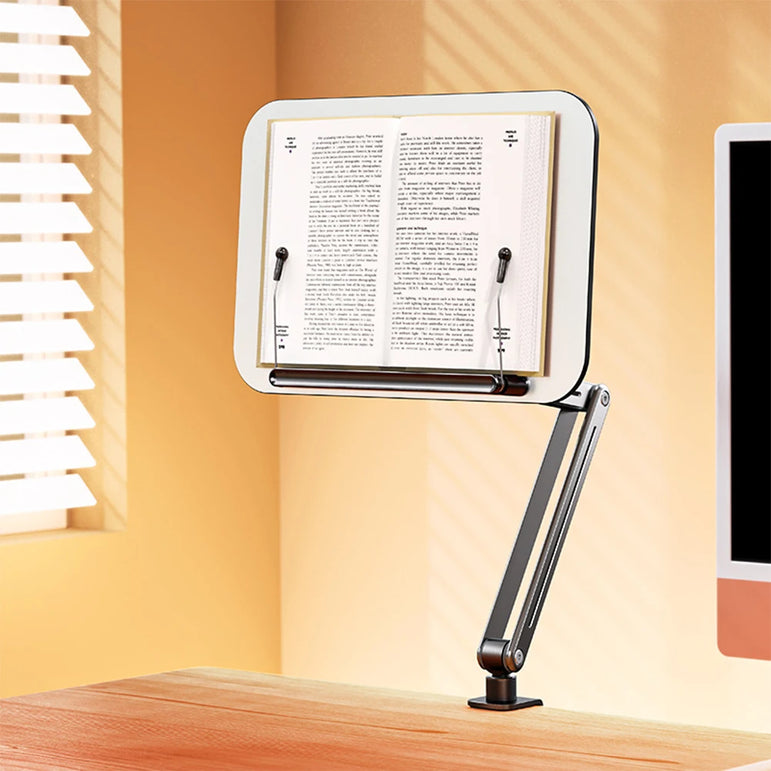 Desk Clamp Book Stand for Reading Adjustable Book Holder Recipe Book Holder for Laptop Tablet Recipe Textbook