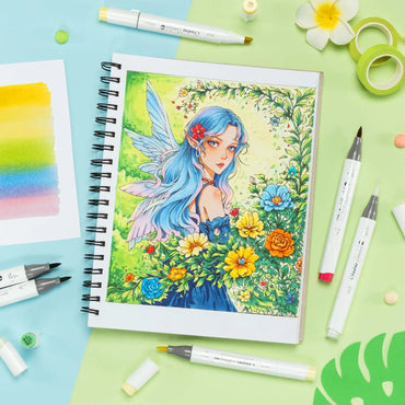 Ohuhu Honolulu Plus 36 Colors Alcohol Markers Double Tipped Art Marker Set Refillable Marker Pen Coloring Illustrations Drawing
