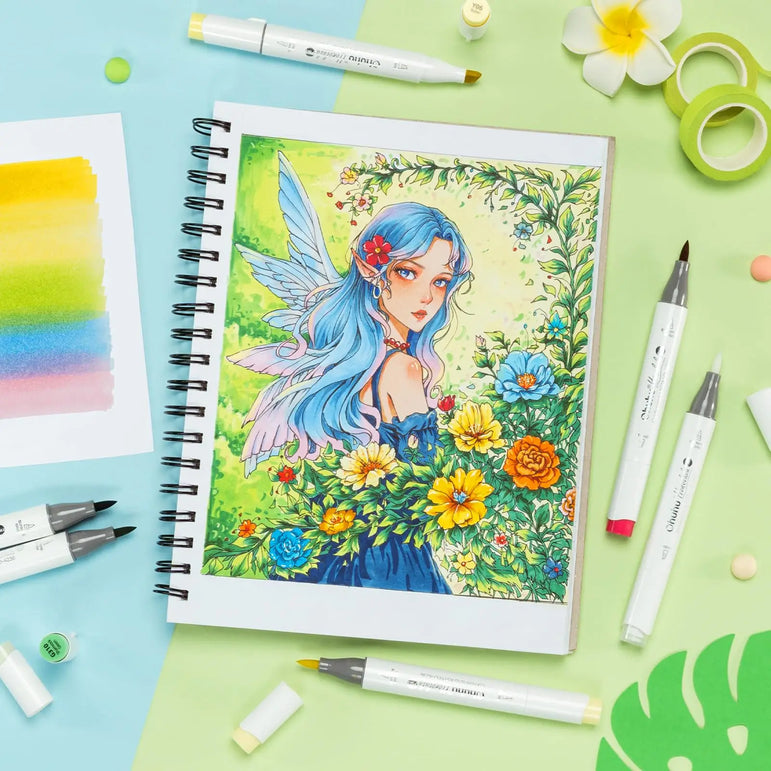 Ohuhu Honolulu Plus 36 Colors Alcohol Markers Double Tipped Art Marker Set Refillable Marker Pen Coloring Illustrations Drawing
