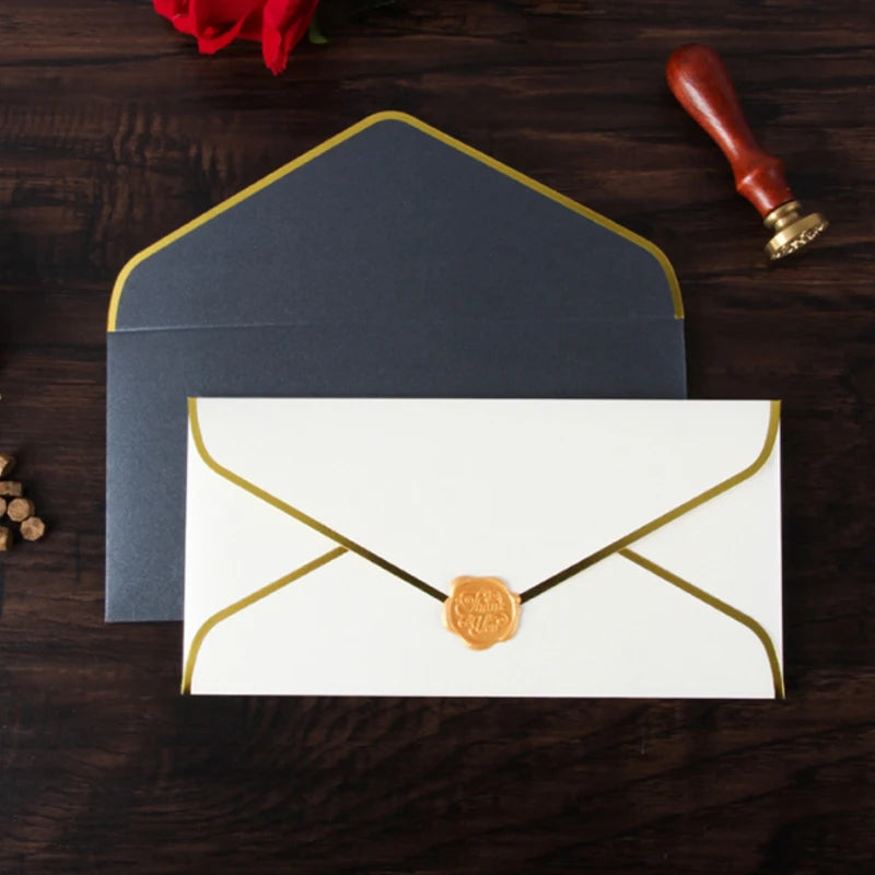 10pcs/set Gold Stamping Envelopes Creative Retro European Business Envelope Letter Paper Envelope Wedding Invitation Gift