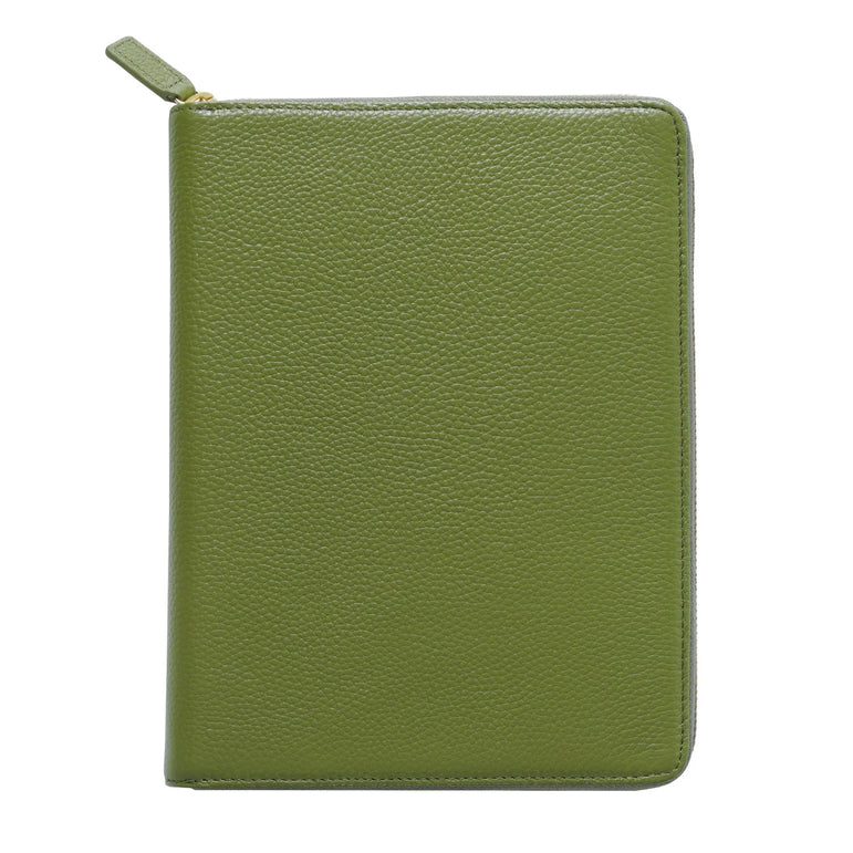 Moterm Genuine Pebbled Grain Leather A5 Zip Cover with Top Pocket Cowhide Planner Zipper Notebook Organizer Agenda Journal Diary