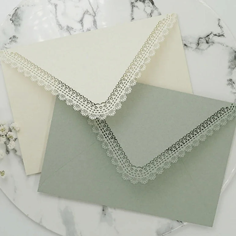 10x Lace Paper Envelopes Gift Small Invitation Envelopes for Thanksgiving Greeting Cards Party Invitations