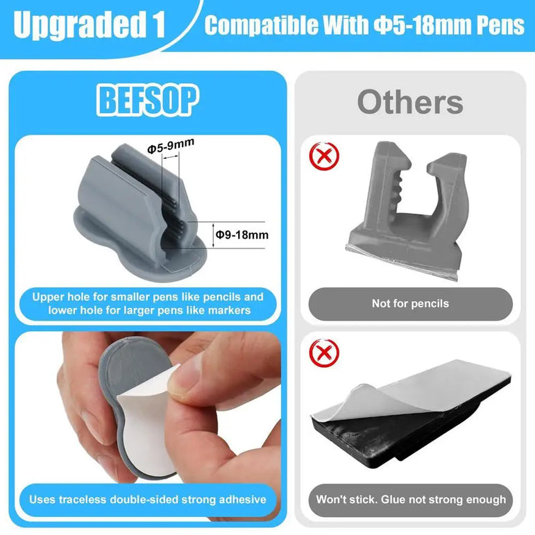 Silicone Pen Holder Self-Adhesive Silicone Pen Clip Desk Pencil Holder Wall Mounted Pencil Clip Ballpoint Pen Pencil Storage Cli