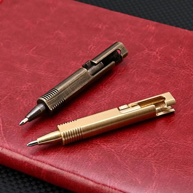 Mini Brass Pen Pocket Ballpoint Pen Signature Pen Small Bolt Action Ballpoint Pen Refillable Retractable Pens