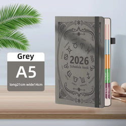 2026 Annual Plan Notebook A5 Texture PU Portable Calendar 400 Page Calendar Notebook Creative Daily Plan Calendar Reminder