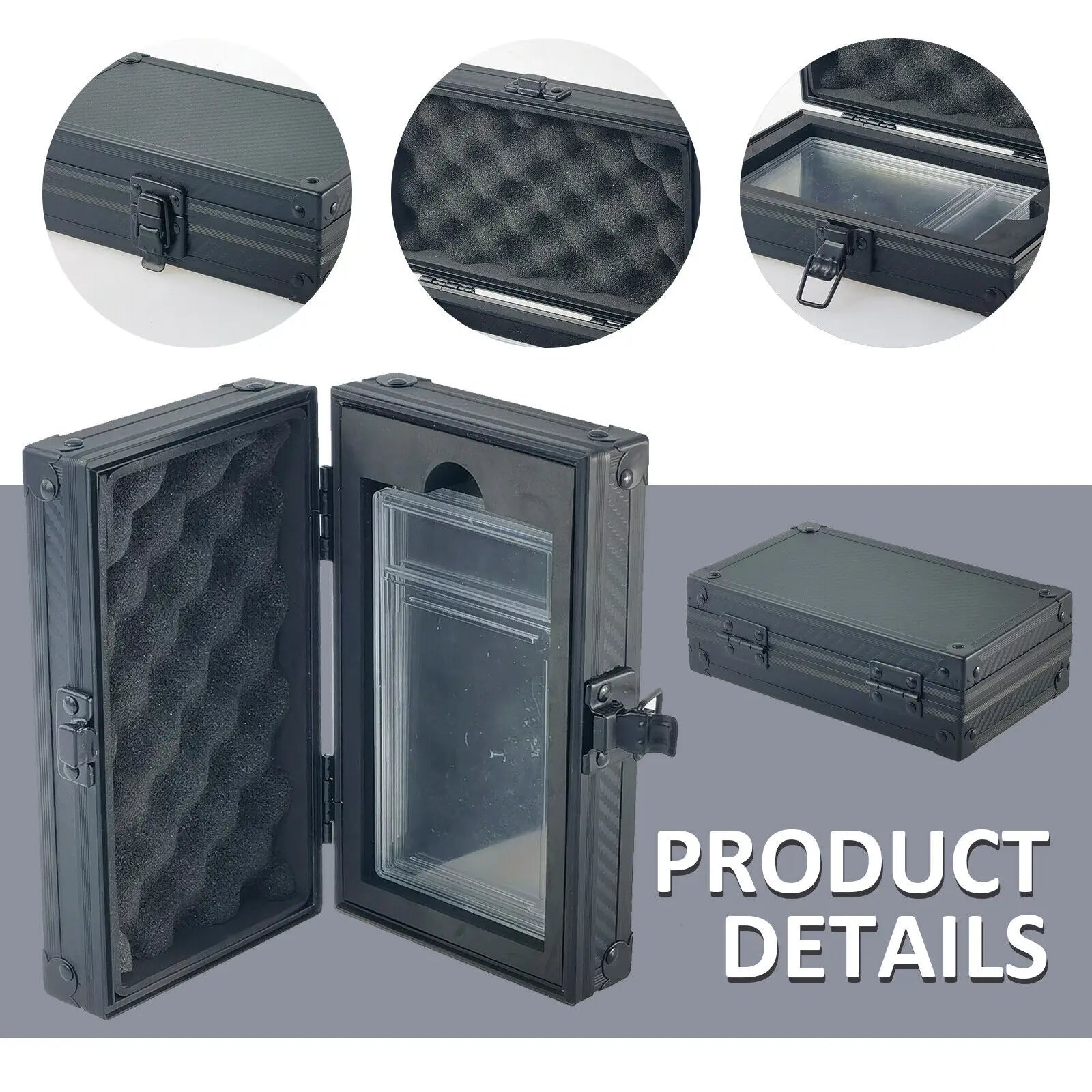 Carbon Fiber Pattern Trading Card Storage Case with Removable Dividers for PSA/BGS/CGC Graded Sports Slab Holder Box Organizer