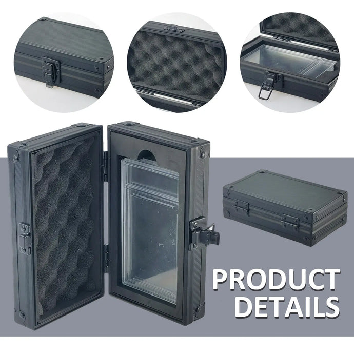 Carbon Fiber Pattern Trading Card Storage Case with Removable Dividers for PSA/BGS/CGC Graded Sports Slab Holder Box Organizer