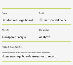 Desktop message board Acrylic transparent notepad Office memo board can be written home memo board magnetic desktop board
