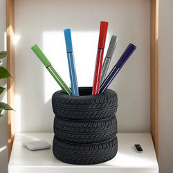 Desk Pencil Holder Organizer Tire-Shaped Desk Pen Holder Makeup Brush Holder Pen Pencil Holder Decorative Pencil Storage