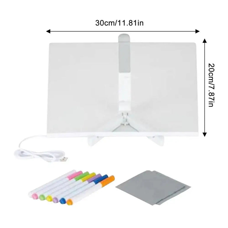 Acrylic Memo Board Dry Erase Board Bedside Lamp Notepad Message Board With 7 Colorful Pen LED Desktop Whiteboard For Kids
