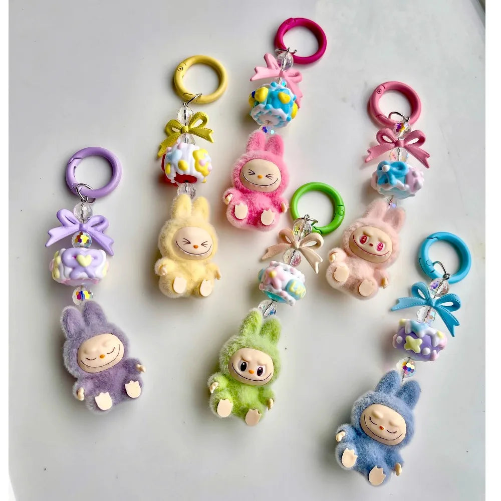 Flocking Mini Labu Labu Baby-free Keychain Rubber-lined Cute Particle Baby Walk Bag Mobile Phone Pendant Cute Pendant