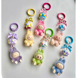 Flocking Mini Labu Labu Baby-free Keychain Rubber-lined Cute Particle Baby Walk Bag Mobile Phone Pendant Cute Pendant