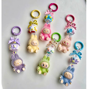 Flocking Mini Labu Labu Baby-free Keychain Rubber-lined Cute Particle Baby Walk Bag Mobile Phone Pendant Cute Pendant