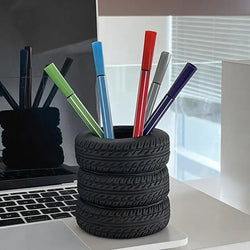 Desk Pencil Holder Organizer Tire-Shaped Desk Pen Holder Makeup Brush Holder Pen Pencil Holder Decorative Pencil Storage