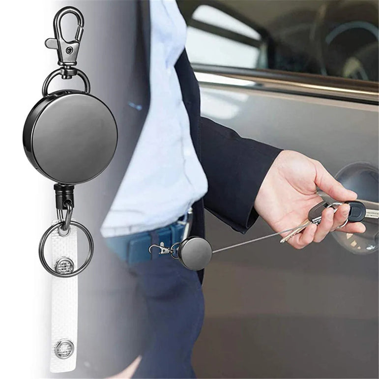 1Pcs Retractable Metal Wire Badge Reel Recoil Chain Clip Nurses Students Doctors Name Badge Holder Landyard Keychain Key Ring