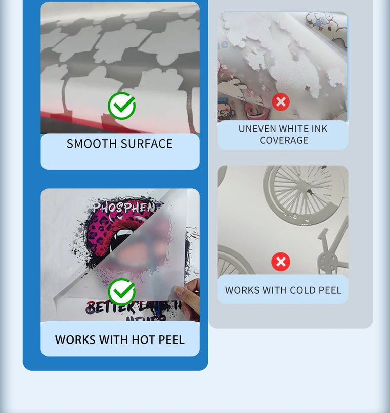 Heyme DTF Film Roll 33cm/40cm/60cm*100m PET Transfer Film Printing For Digital Inkjet For Direct Transfer Film Printing