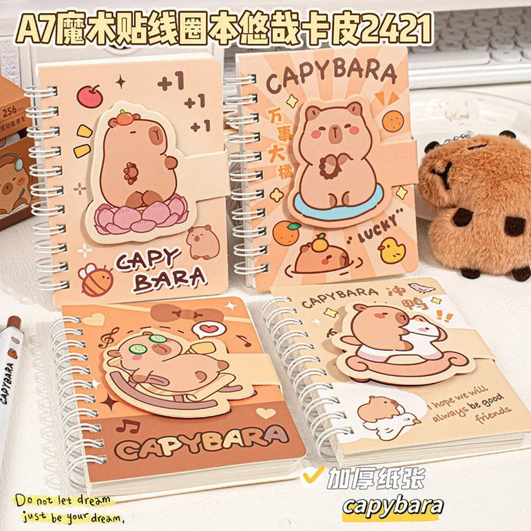 A7 Cartoon Capybara Coil Notebook Kawaii Learning Coil Book Cute Study Pocket Notepad Small Notebook School Stationery 
﻿ 
﻿