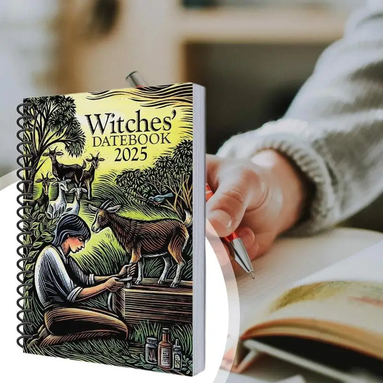 Witches Datebook 2025 Modern Witch's Grimoire Journal Beautiful Novelty Planner Weekly And Monthly For Family Friends