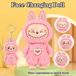 Press Face Changing Doll Toy Pendant Creative Cartoon Keychain Decompression Cute Face Changing Game Car Keychain Desktop Decor