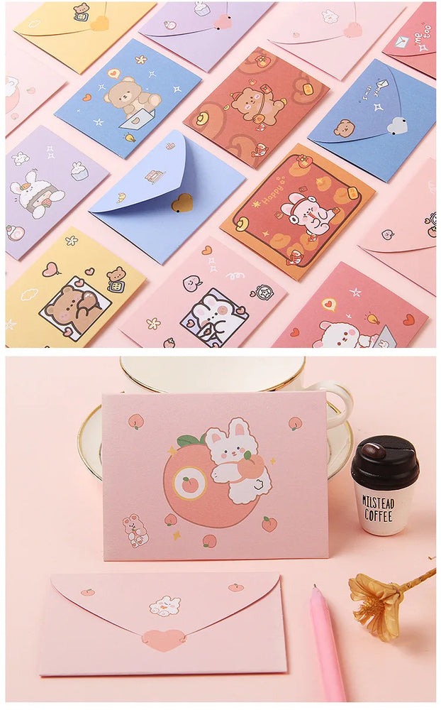 Bear Rabbit Blessing Thank Envelope Ins Cartoon Decoration Letter Paper 9 Styles Beautiful Cartoon Greeting Card New Year Gift