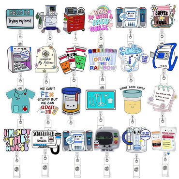 Newest Glitter Acrylic Medical Appliances Hospital Badge Reel Retractable ID Badge Holder With Ordinary Clip Name Holder